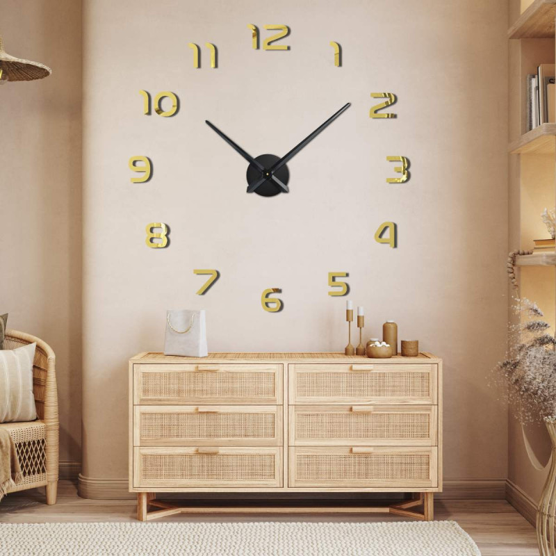 Design wall clock with spatial digits arranged in a circle.