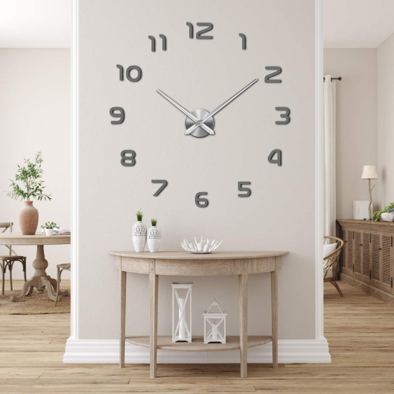 Design wall clock with spatial digits arranged in a circle.