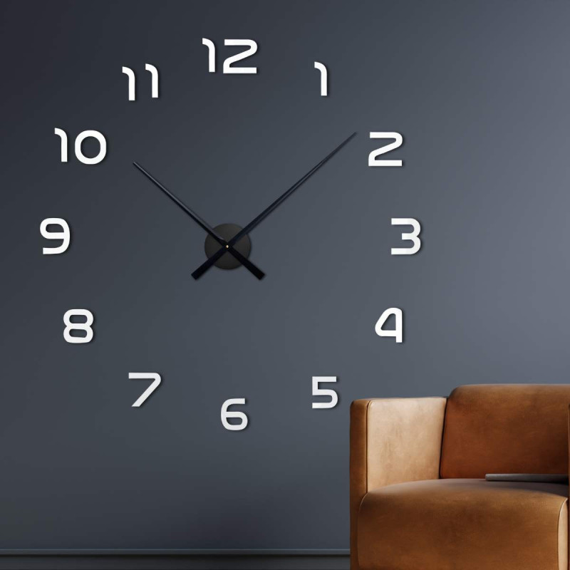 Design wall clock with spatial digits arranged in a circle.