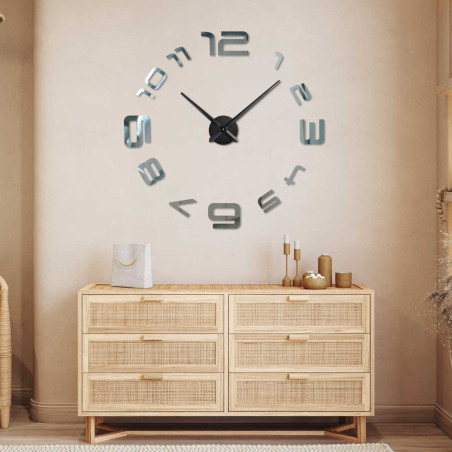 Wall sticker clock with large numbers and minimalist hands. Wall sticker clock with large numbers and minimalist hands.