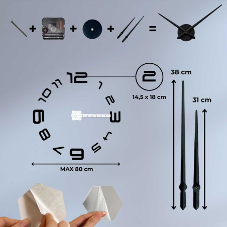 Image showing details of the size and layout of the wall clock numbers. Image showing details of the size and layout of the wall clock numbers.