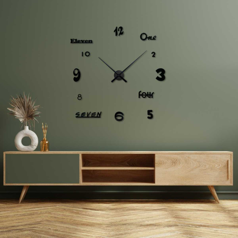 The image provides detailed information about the dimensions of the wall clock and its size.