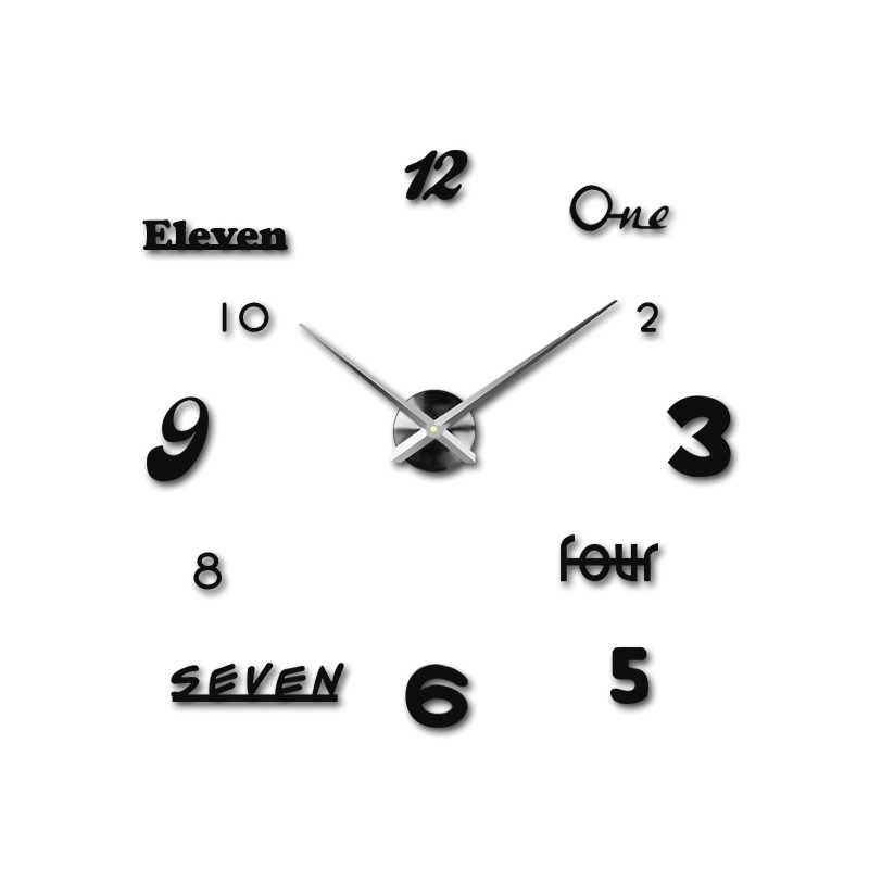 Wall clock with bold numbers in different fonts for a modern look.