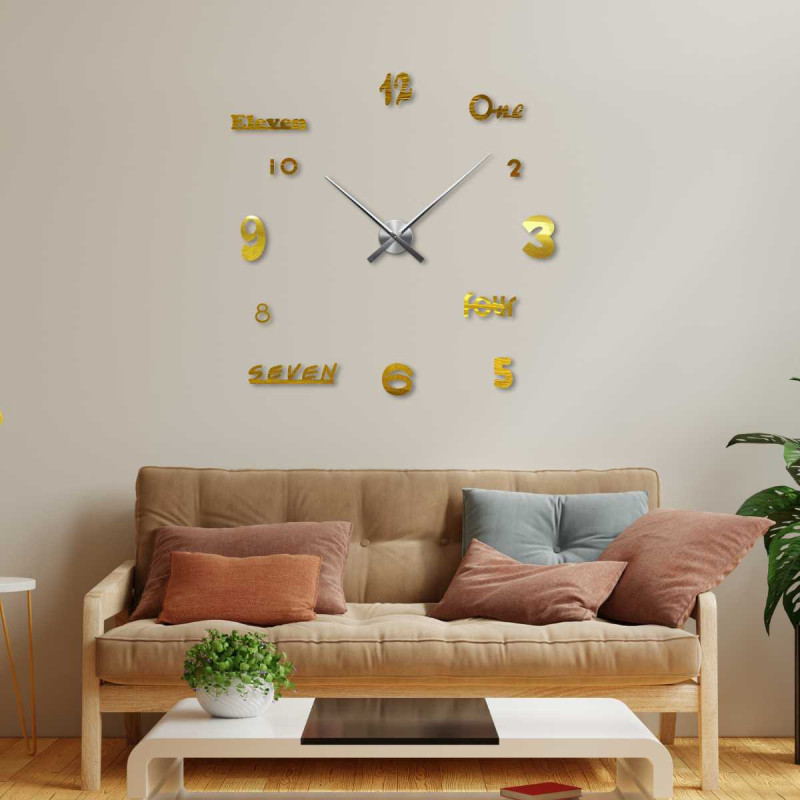 The image provides detailed information about the dimensions of the wall clock and its size.