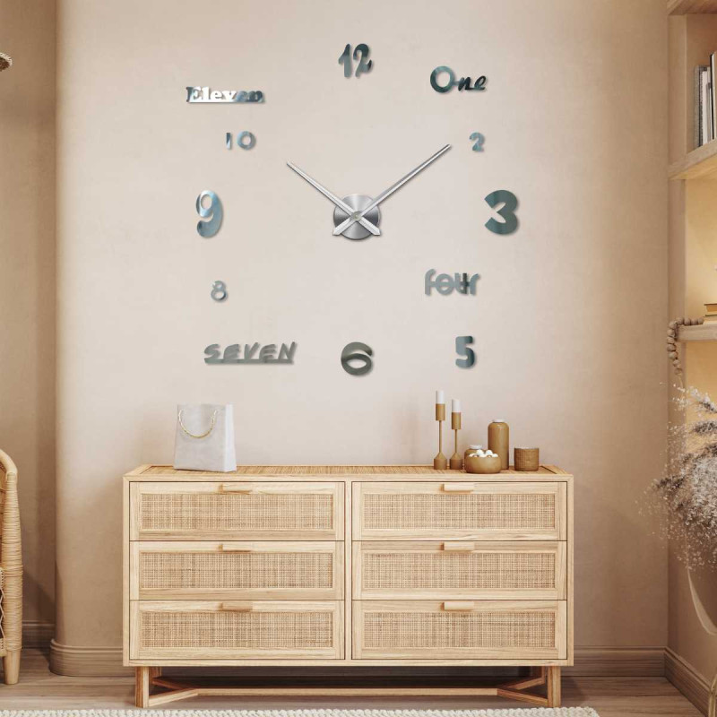 The image provides detailed information about the dimensions of the wall clock and its size.