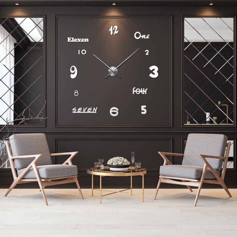 The image provides detailed information about the dimensions of the wall clock and its size.
