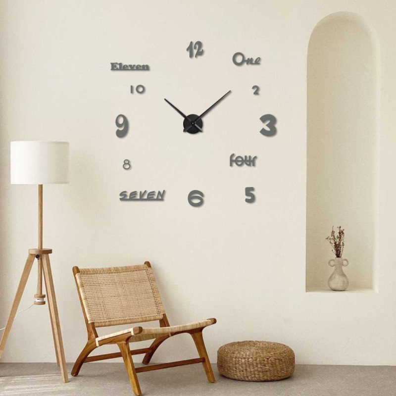 The image provides detailed information about the dimensions of the wall clock and its size.