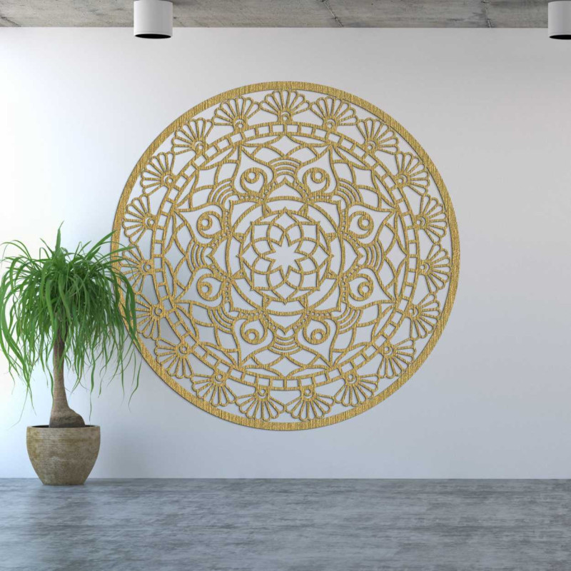 Circular design with delicate lines and floral patterns that create a harmonious whole.