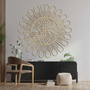 A precisely carved wooden wall painting with a natural and symbolic motif. 2