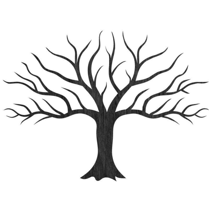 silhouette painting on the wall with tree branches