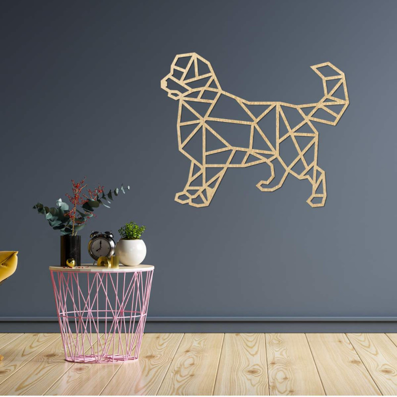 Carved geometric wall painting dog - HAFFO