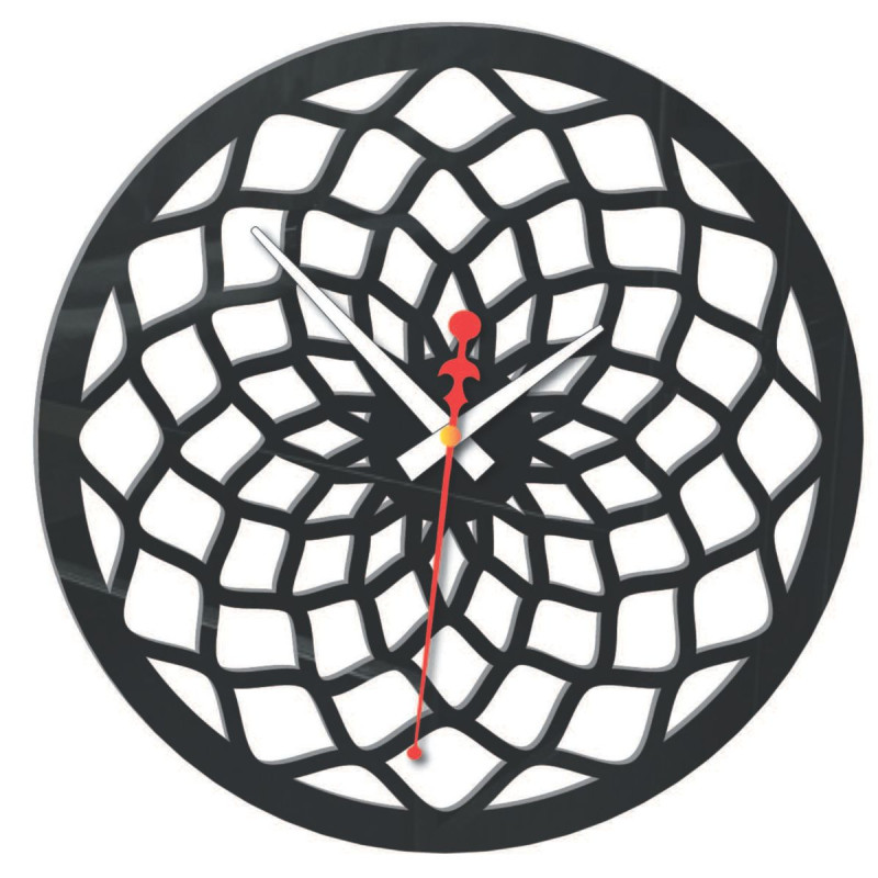 Black wall clock with geometric