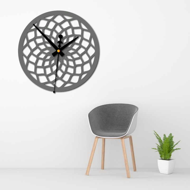 Black wall clock with geometric