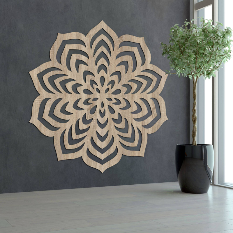 Decoration with a balanced arrangement of shapes in a central circle.