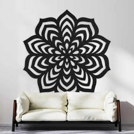 Decoration with a balanced arrangement of shapes in a central circle. Decoration with a balanced arrangement of shapes in a central circle.