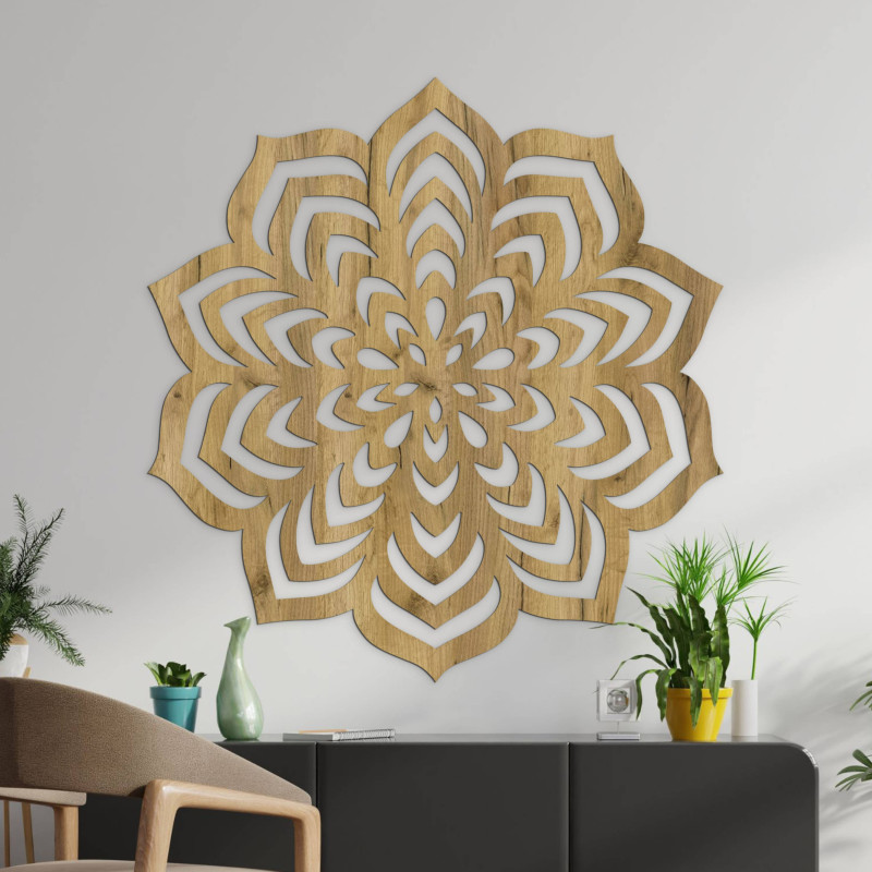 Decoration with a balanced arrangement of shapes in a central circle.