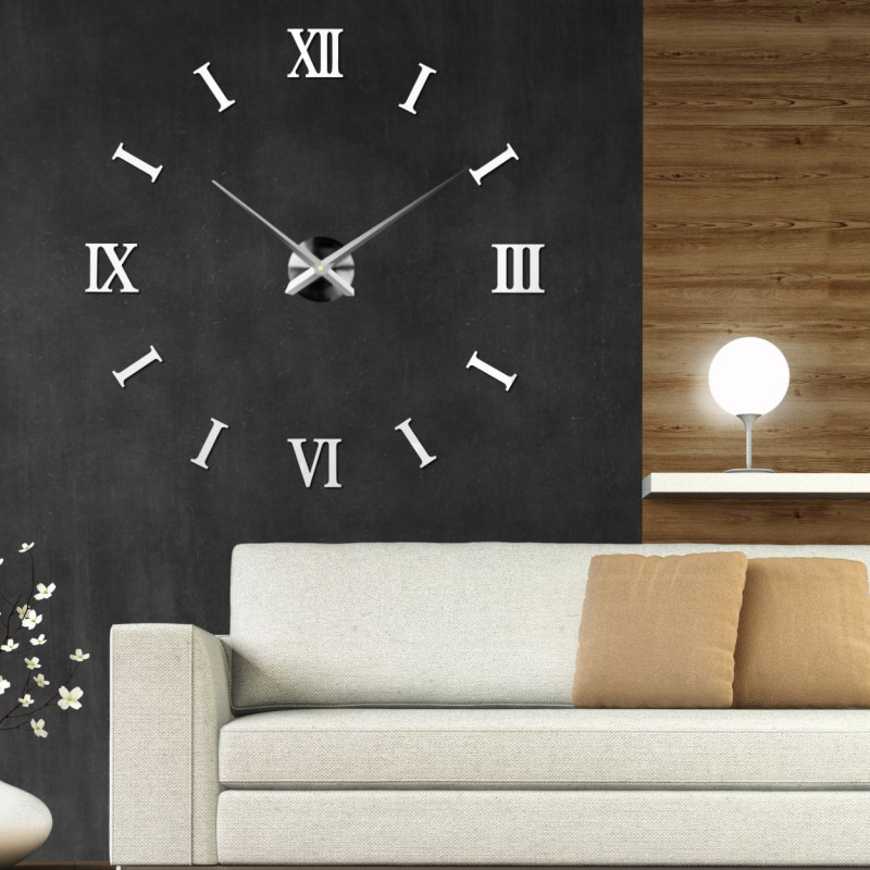 White self-adhesive clock with 3D effect that you can install without tools or drilling.