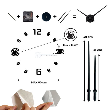 Wall clock adhesive coffee - COFFE