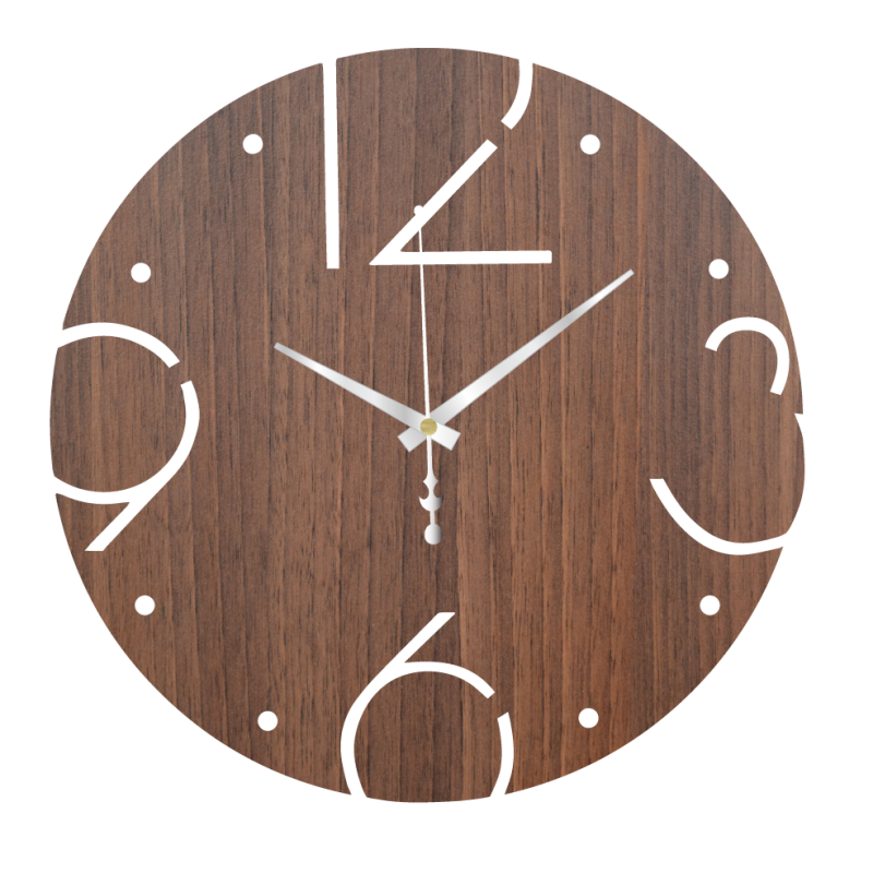 Modern wall clock, wooden wall clock, plywood