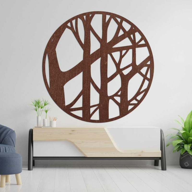 Close-up view of wooden tree pattern in circular design