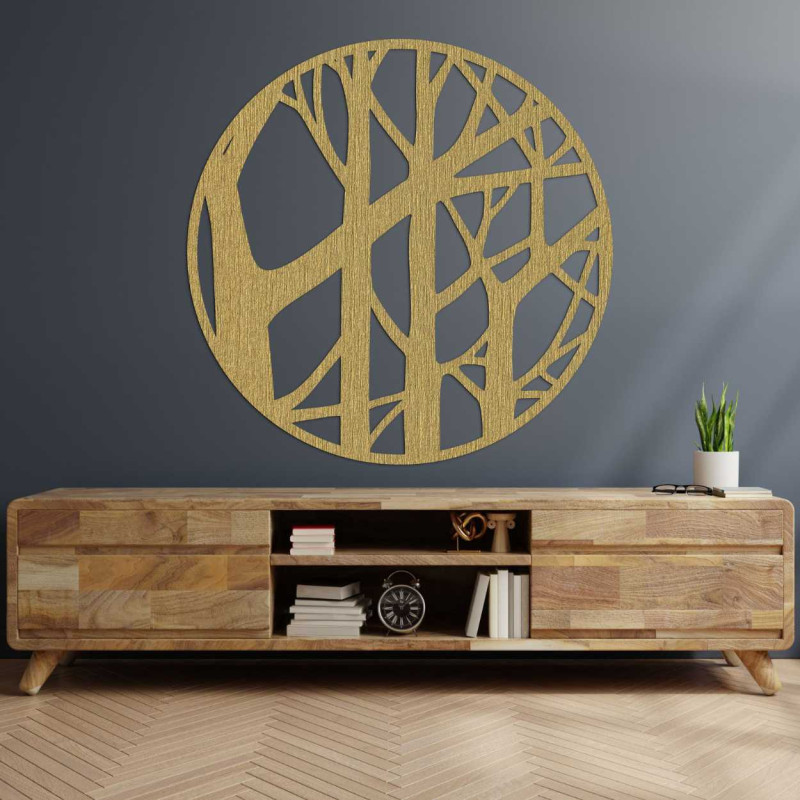 Close-up view of wooden tree pattern in circular design