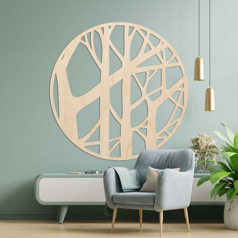 Close-up view of wooden tree pattern in circular design