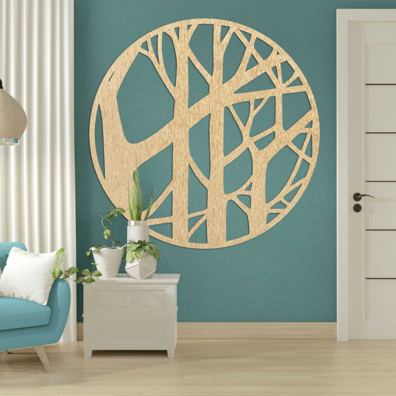Close-up view of wooden tree pattern in circular design