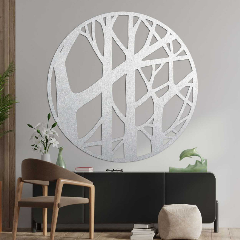 Close-up view of wooden tree pattern in circular design