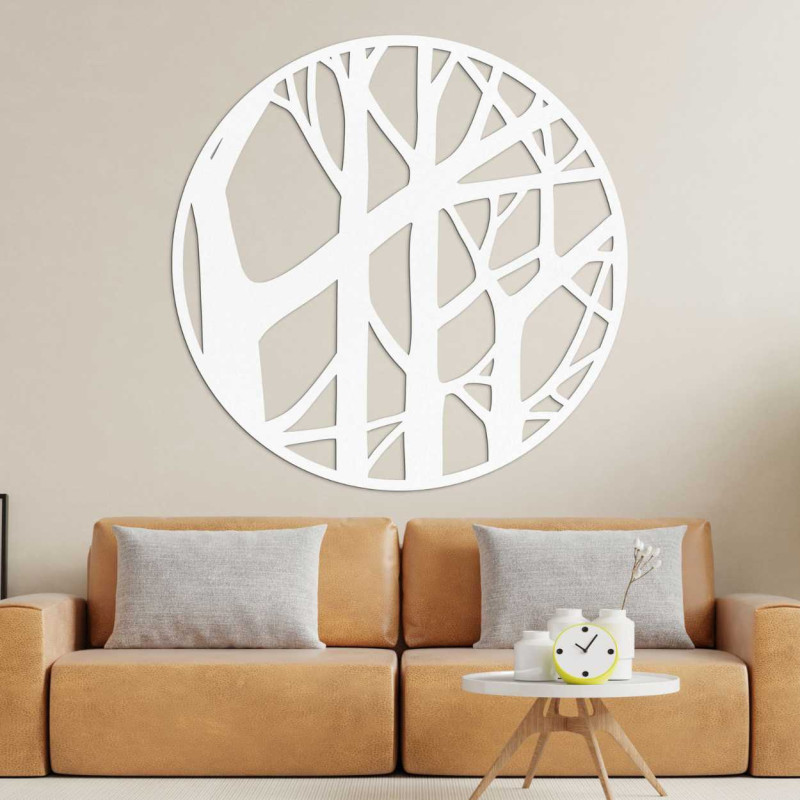 Close-up view of wooden tree pattern in circular design