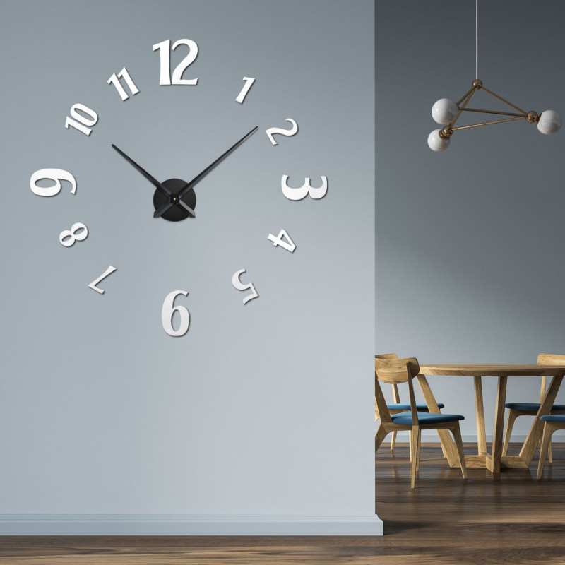 Modern 3D adhesive wall clock - a stylish design accessory.