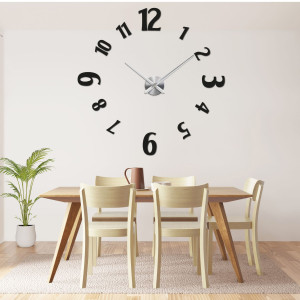 Modern 3D adhesive wall clock - a stylish design accessory.