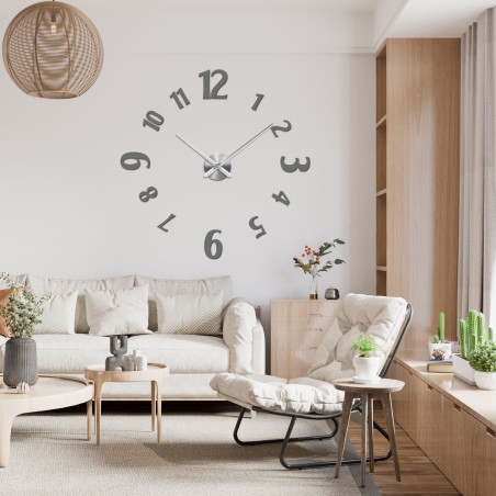 Large adhesive clocks with bold numbers and a metal center are the ideal solution for any modern interior.