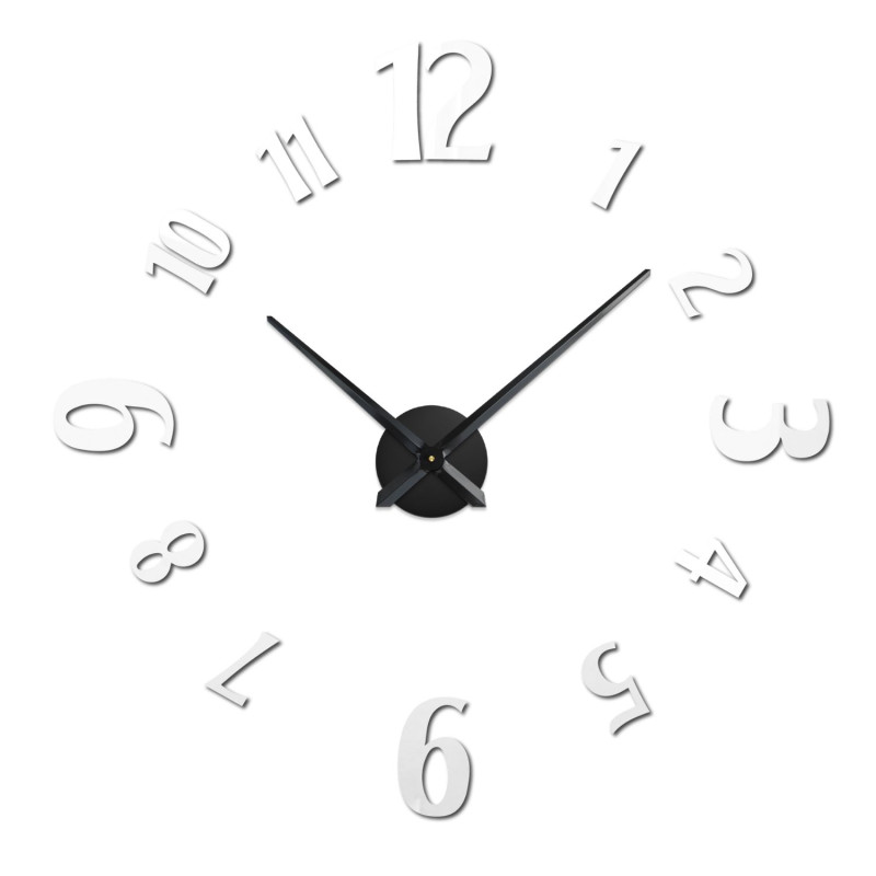 Large adhesive clocks with bold numbers and a metal center are the ideal solution for any modern interior.