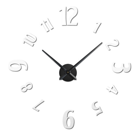 Large adhesive clocks with bold numbers and a metal center are the ideal solution for any modern interior.