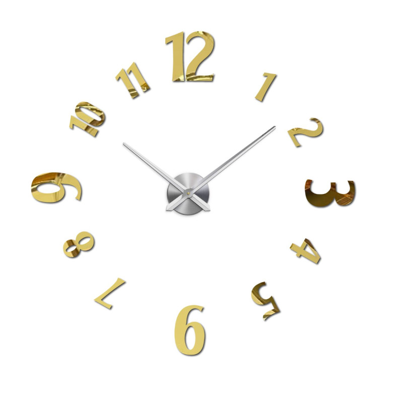 Large adhesive clocks with bold numbers and a metal center are the ideal solution for any modern interior.