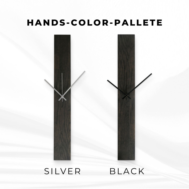 Black wooden wall clock TERA in a modern design