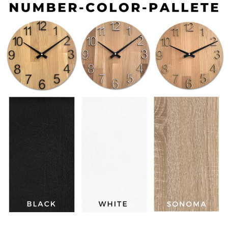 Round clock with a decorative cutout in the center and a delicate wood pattern. Round clock with a decorative cutout in the center and a delicate wood pattern.