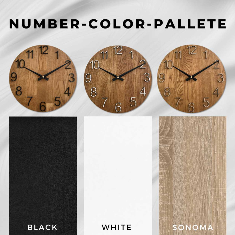 A shot of a clock face made of wood with a clean and simple look.