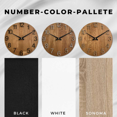 A shot of a clock face made of wood with a clean and simple look.