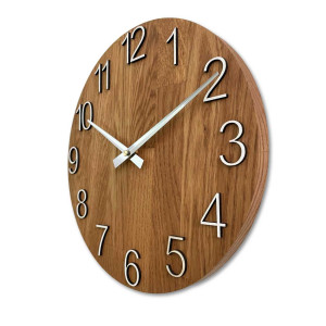 Wall clock made of solid oak, minimalist design - UNITARIY