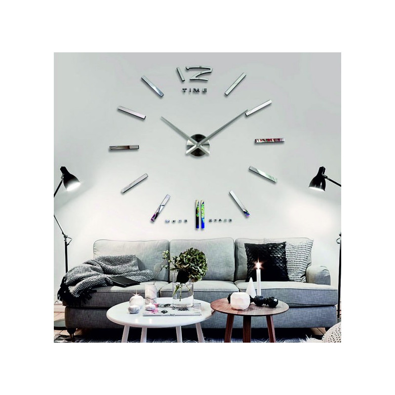 Large 3D adhesive wall clock, modern 3D wall clock. Wall clock for kitchen and living room.