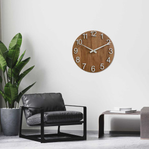 Oak wall clock with Arabic numerals - DOMOD
