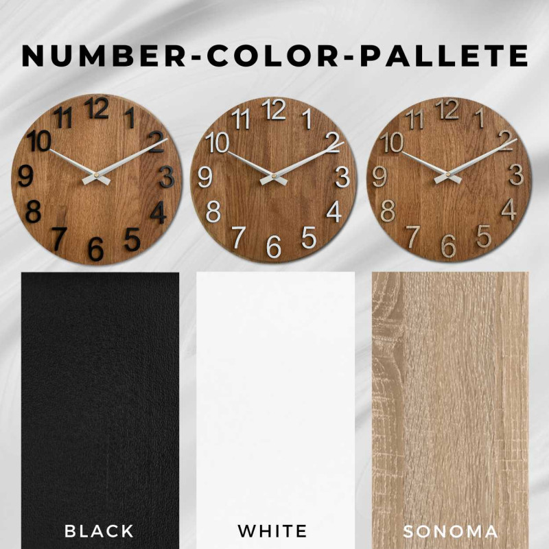 Oak wall clock with Arabic numerals - DOMODRA