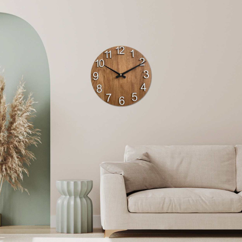 Wooden wall clock with large numbers