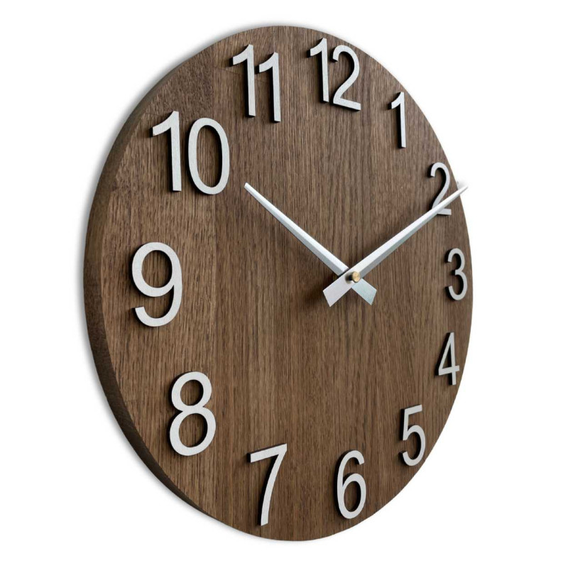 Wall clock with a clean wooden dial and thin hands