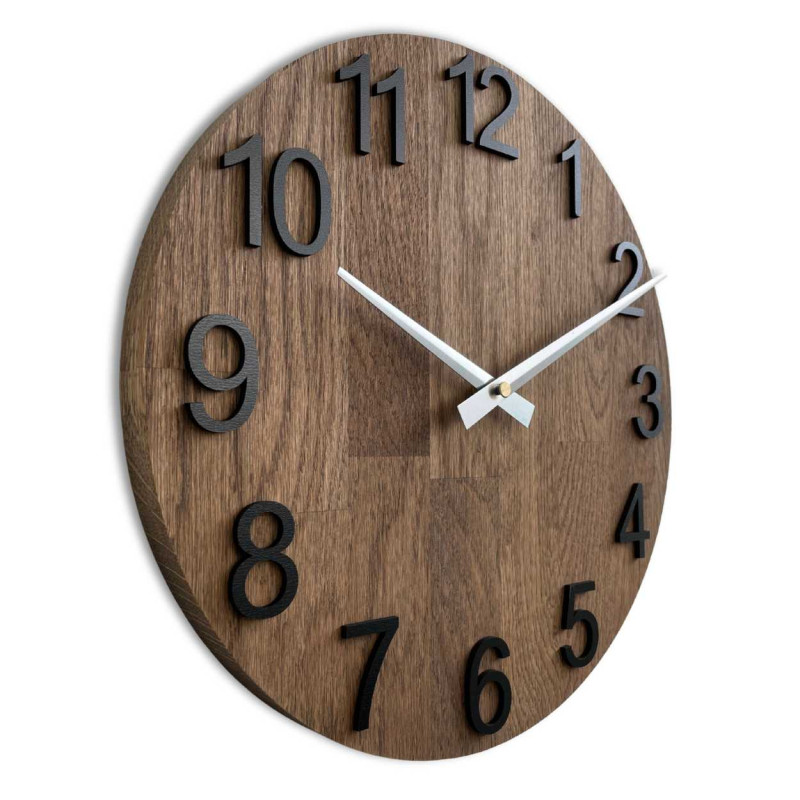 Elegant round clock with a smooth wooden dial
