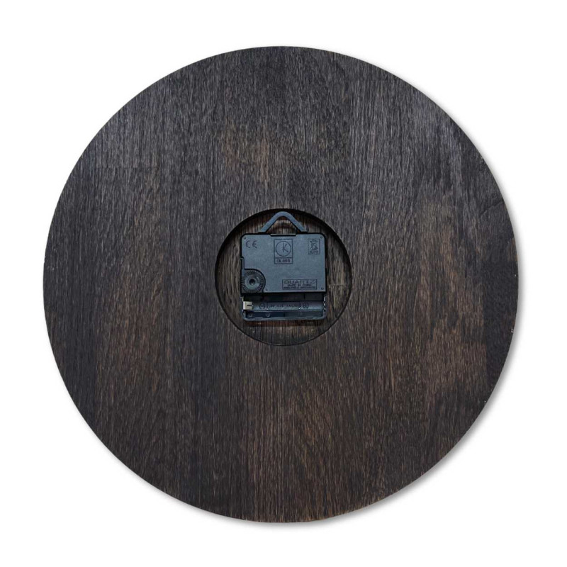 Simple wall clock with wooden base without numbers