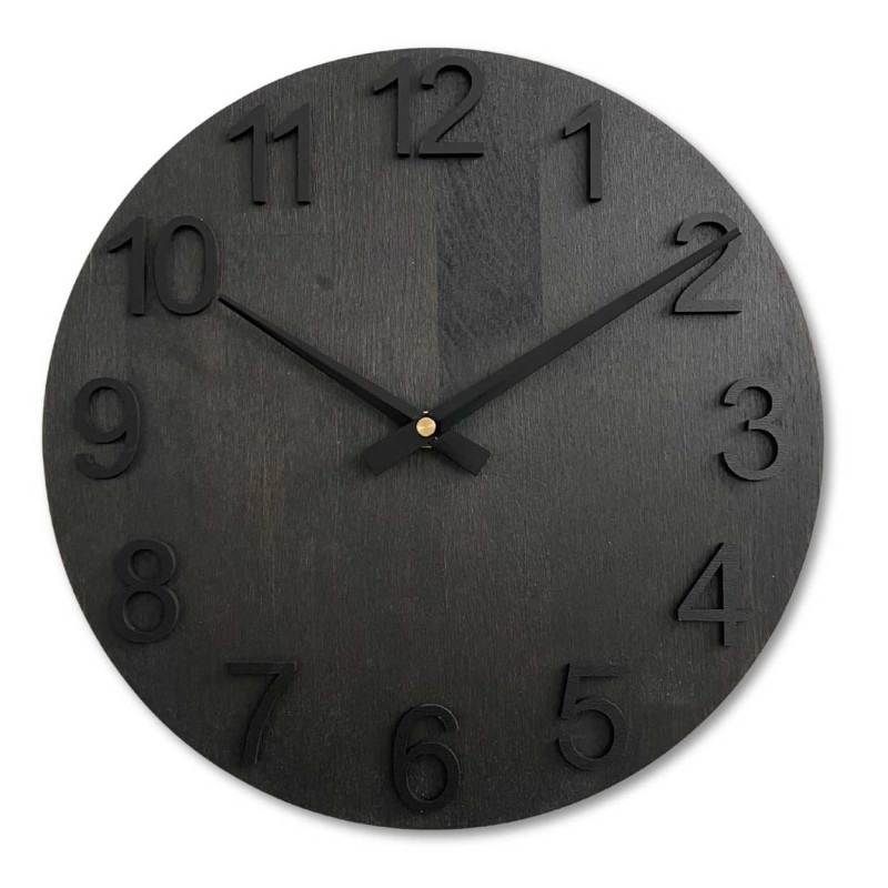Minimalist wooden clock with metal hands
