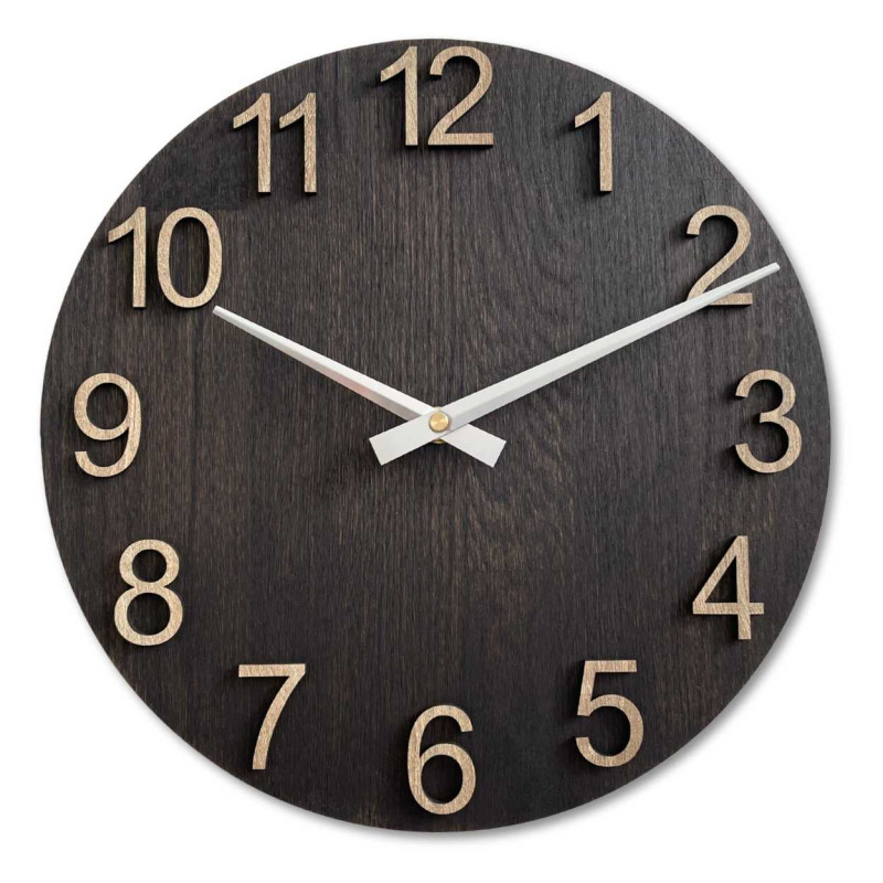 Wall clock with a clean wooden dial and thin hands