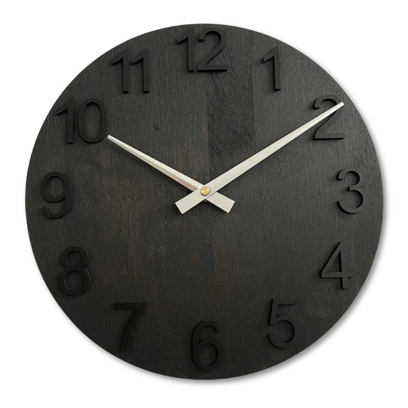 Minimalist wooden clock with metal hands